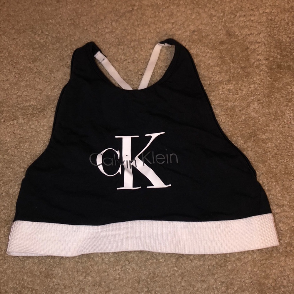 High neck backless Calvin sports bra